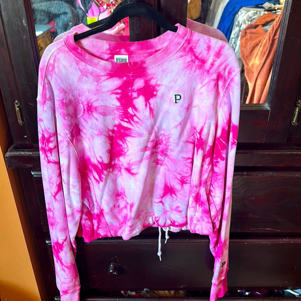 Tie dye pink Victoria secret crew neck
